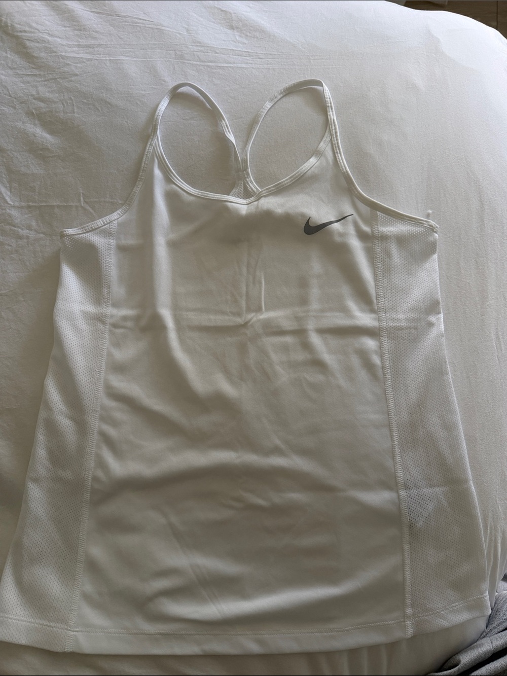 Nike White Athletic Tank with Gray Swoosh